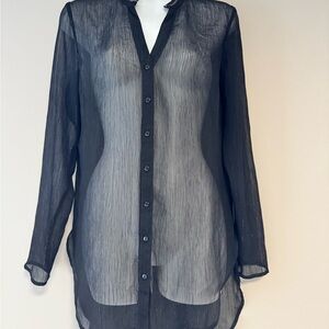 Vero Moda Black Sheer Button Front Blouse